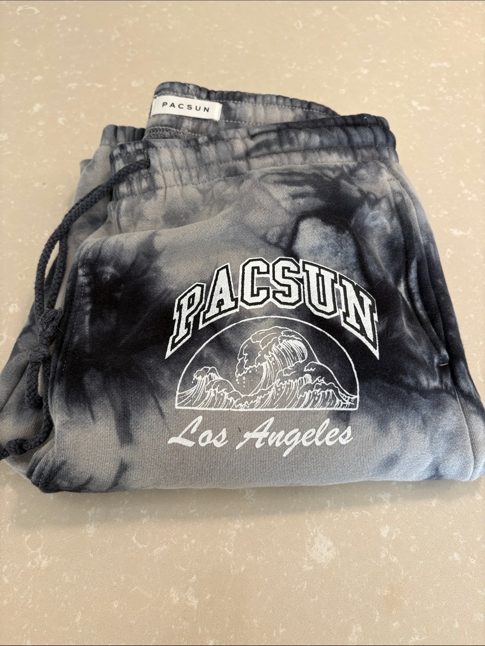 PacSun Black & Gray Tie-Dye Joggers with Los Angeles Wave Logo